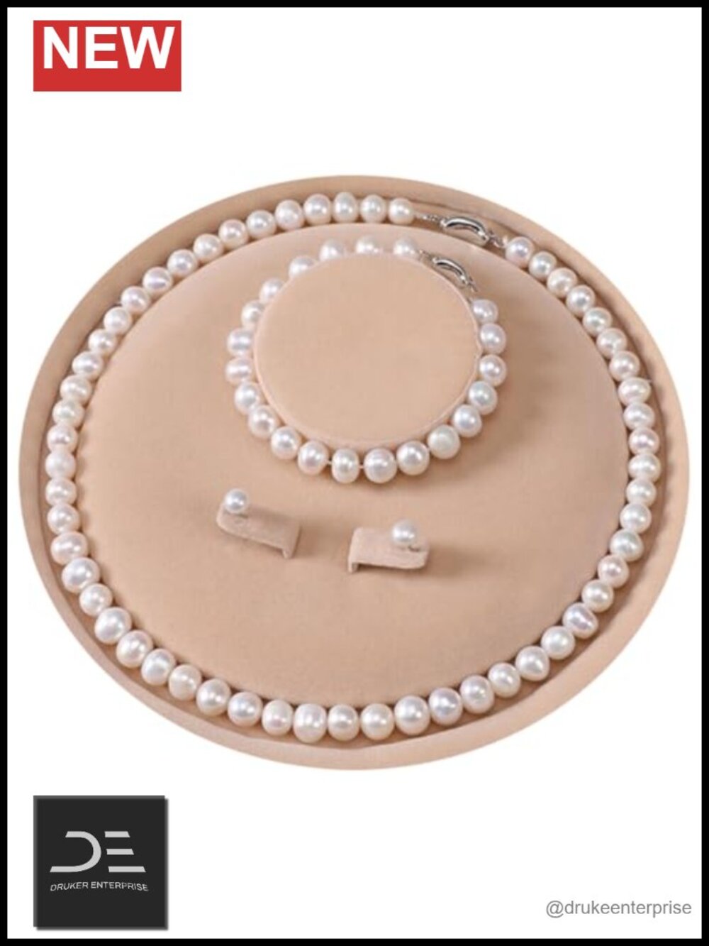 Freshwater Cultured Pearl Necklace Bracelet Stud Earrings Set Sterling Silver